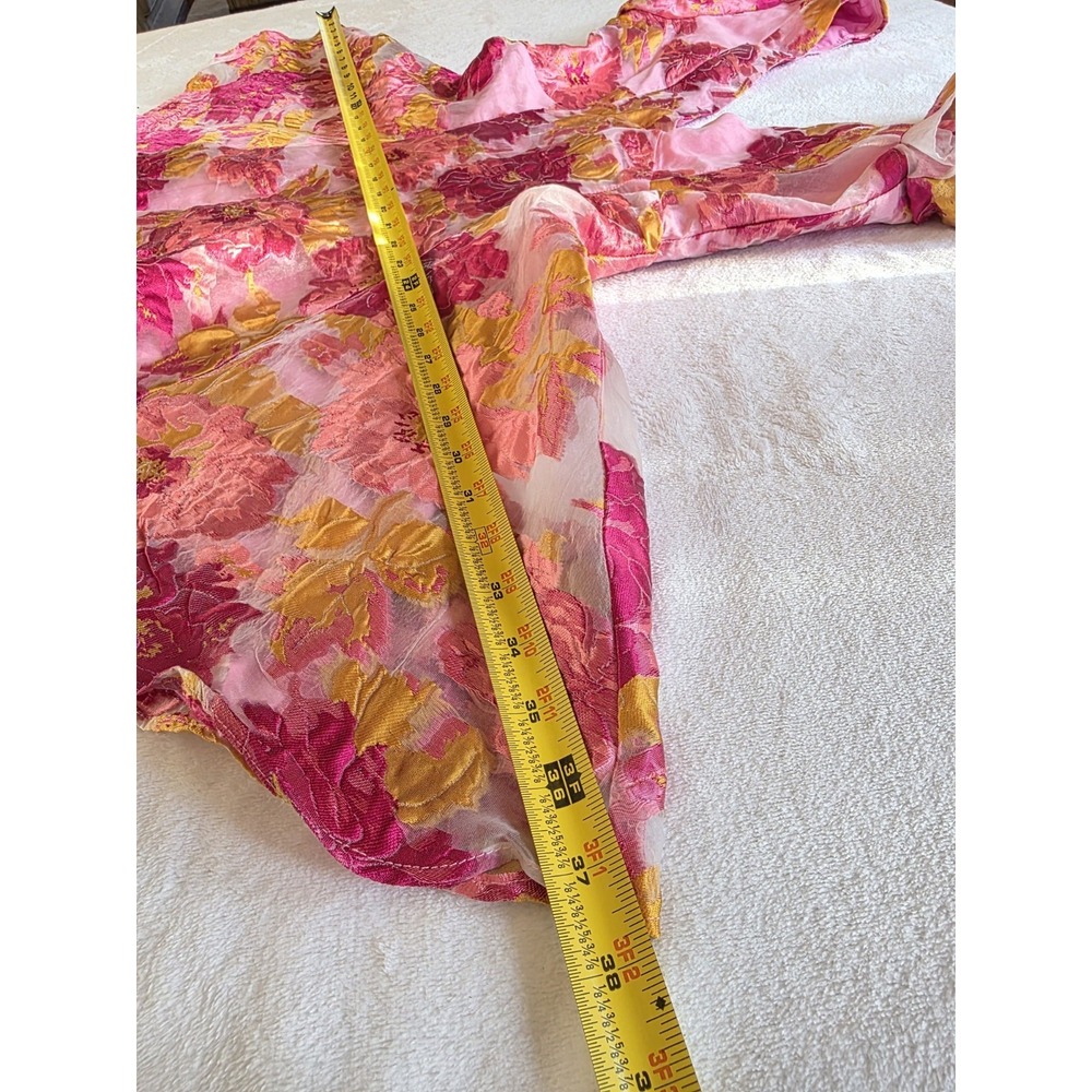 Barbie Core Coquette Showpo Floral Organza Fit Flare Plunge Mini Dress Pink US 4 - Picture 10 of 16